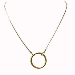 Madewell Gold Tone Circle Pendant Necklace On Delicate Snake Chain Adjustable‎
